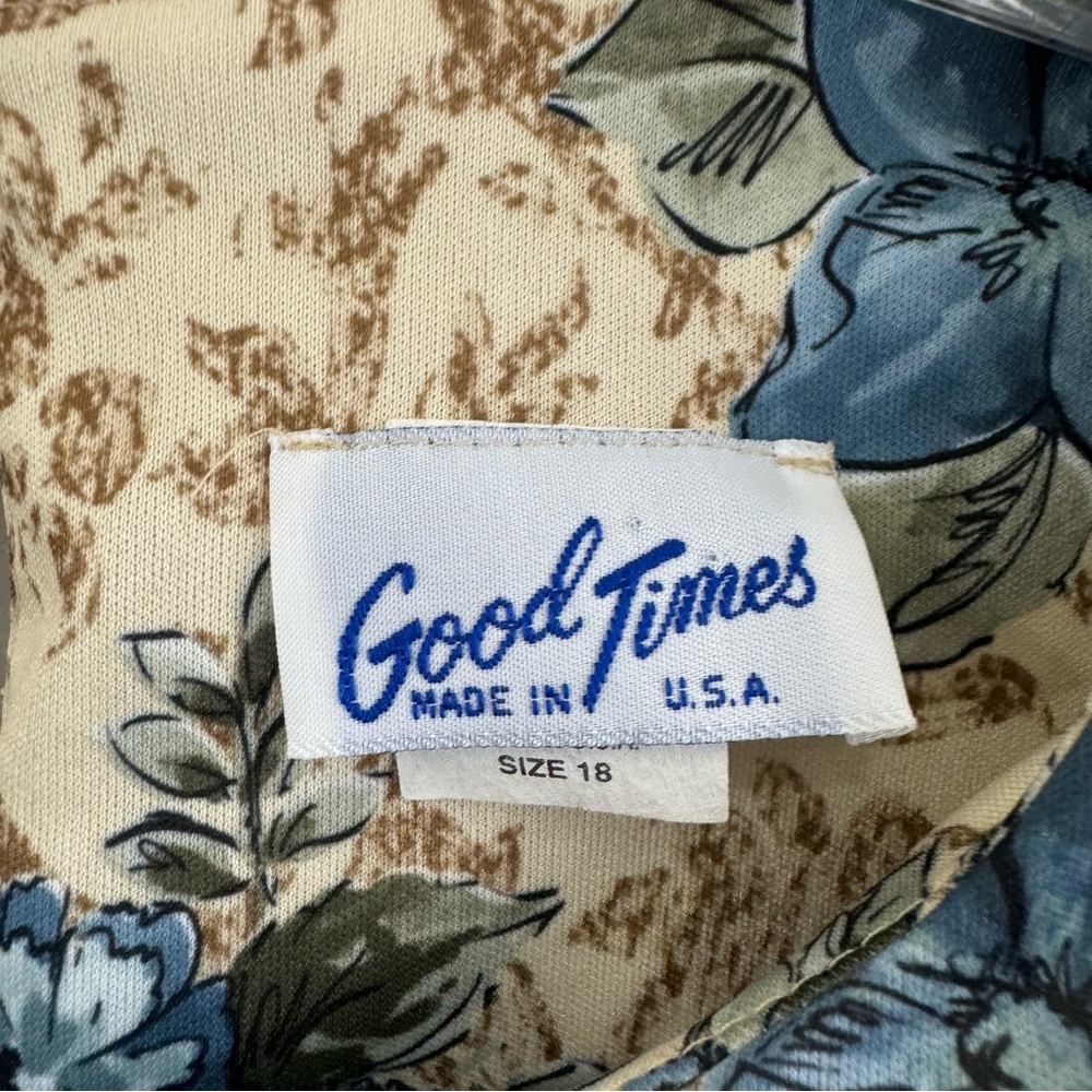 Vintage Good Times 1980’s Floral Dress USA Made Elastic Waist Size 18 - Picture 16 of 16